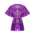 thumbnail image 2 of Xnihocha Combinaison à Sequins Scintillants pour Filles - Col en V Manches Courtes pour Fête Performance Violet 8, 2 of 4