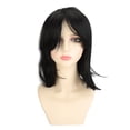 thumbnail image 4 of Peluca negra recta corta para mujer peluca sintética corta ajustable resistente al calor para disfraz de Halloween Anggrek Otros, 4 of 8
