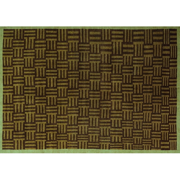 Ahgly Company Indoor Rectangle Abstract Turquoise Blue Modern Area Rugs, 5' x 8'