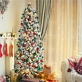 thumbnail image 3 of Alden Design Clear Prelit Incandescent White Flocked Pencil Artificial Christmas Tree, with Foldable Stand 6', 3 of 11
