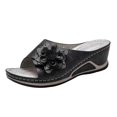 thumbnail image 1 of Plus Size Sandals Women's Woven Flower Wedge Slippers For Indoor Outdoor Wear, 1 of 4
