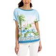 thumbnail image 2 of MSRP $55 Jm Collection Womens Exotic Voyage Graphic-Print Top Blue Size Large, 2 of 2