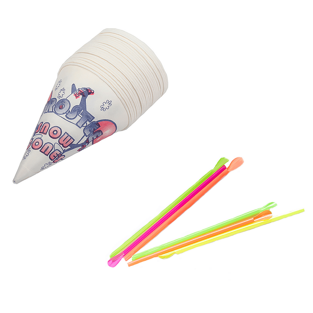 Perfect Stix Snow ConeStraws 100 Snow Cone Cups and Assorted Neon