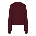 thumbnail image 4 of Qetyuw Cropped Sweater for Women Crochet Knitted Lantern Long Sleeve V Neck Sweaters Solid Color Casual Pullover Jumper, 4 of 6