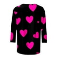 thumbnail image 4 of Plus Size T-Shirts Womens Valentines Day Tops Gradient Cute Heart Print Tee Trendy 3/4 Sleeve Gifts, 4 of 5