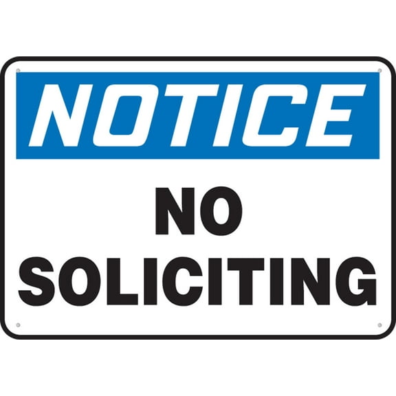 Notice Safety Sign No Soliciting 8"X12" Rust Free Aluminum Signs Outdoor, Metal Tin Sign For Home, Business, Yard