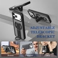 thumbnail image 4 of Case For Apple iPhone 17 Pro Max 6.9-inch, Compatible With MagSafe，Integrated Retractable Metal Ring Holder ShockProof Protective Car Mounted Magnetic Case,Black,For iPhone 17 Pro Max, 4 of 10