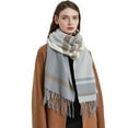 thumbnail image 6 of Prolriy Scarf for Women Winter Scarf Classic Tassel Plaid Scarf Warm Soft Chunky Large Blanket Wrap Shawl Scarves 1 Pack Warm Scarf Womens Scarf Grey, 6 of 9