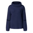 thumbnail image 3 of Gibobby Suéter de Cuello Alto para Mujer, Suéter de manga larga para niñas y mujeres a rayas, color crema(Marina,G), 3 of 5