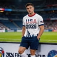 thumbnail image 5 of Us Soccer Jersey Men Short Sleeve Crew Neck Summer Shirts Fashion Fotball Tee Royal Blue XXL, 5 of 6