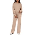 thumbnail image 5 of Huankd 2 Piece Lounge Sweat Sets Plus Size Fall Fashion Matching Sweatsuits Wide Leg Pants Travel Outfit Winter Clothes Khaki L, 5 of 5