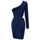 thumbnail image 4 of Gibobby Vestido de Verano para Mujer Mujer Casual Color sólido Un hombro Cintura Hollow Out Bodycon Vestido Otoño Invierno Nuevo(Azul,G), 4 of 5