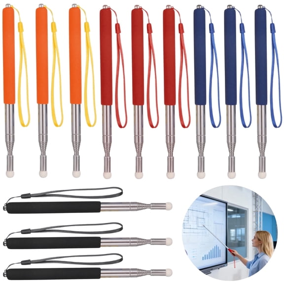 12 Pack Telescopic Teacher Pointer with Lanyards – 39.4" Extendable Whiteboard Pointer, Soft Felt Tip, Anti-Slip Grip, Portable Classroom Pointer for Teaching & Presentations, Assorted Colors