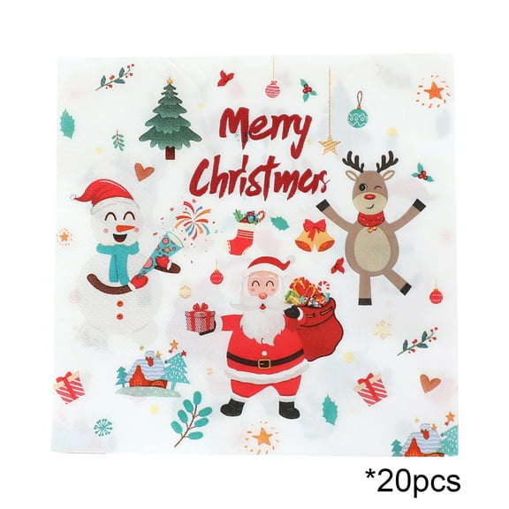 Red Festive Napkins With Santa Claus Motif For Christmas Dining And Decorations Eco Friendly Material For Safe Use In Gatherings Set Of 20
