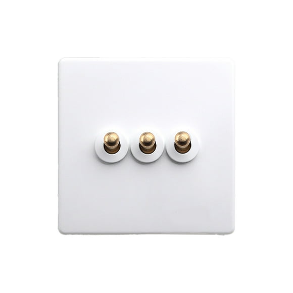 Interruptor de palanca Methold Enchufe de pared Blanco antiguo