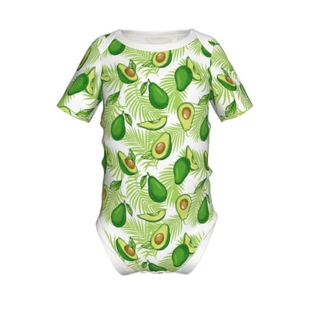 

Adobk Avocado And Tropical Palm Leaves Print Baby Climbing Clothes Jumpsuit Rompers Classic Rompers Child Short sleeve Bodysuits-3 Months