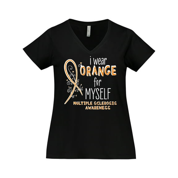 Inktastic I Wear Orange for Myself- Multiple Sclerosis awareness Women's Plus Size V-Neck T-Shirt