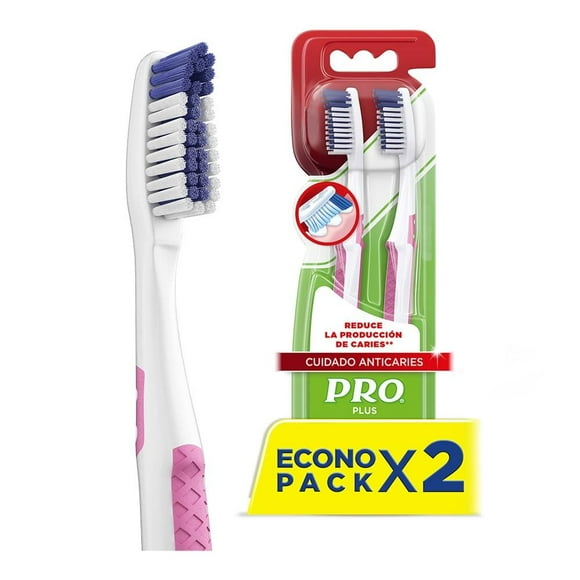 Cepillos dentales Pro Plus anticaries 2 pzas