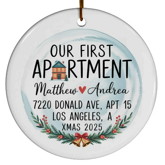 1st Apartment Christmas Ornament Xmas 2025, First Christmas in Our New Home Ornament Gift for Couple Housewarming