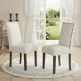 thumbnail image 3 of AFO Upholstered Dining Chairs Set of 2, Fabric Kitchen Side Chairs with Solid Wood Legs, Beige, 3 of 7