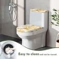 thumbnail image 4 of HELLHERO Toilet Lid Cover and Toilet Tank Lid Cover & Bathroom Toilet Lid Cover Set with Elastic Bottom Polyester for Easy to Install, Marble Pattern, 4 of 6