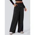 thumbnail image 3 of DOKOTOO Womens Ribbed Knit Pants Casual Drawstring Waisted Wide Leg Sweatpants Comfy Loose Lounge Pants with Pockets, 3 of 9