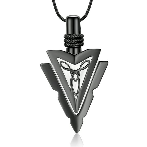 Urn Necklace for Men/Women Arrowhead Cross Memorial Pendant Cremation Ash Jewelry Bereavement Keepsakes Gift for Loss of a Loved One
