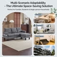 thumbnail image 4 of Ktaxon Convertible Sectional Sofa, L Shaped Couch with Storage Ottoman, Corduroy 3-Seater Couch for Small Space Living Room Light Gray, 4 of 8
