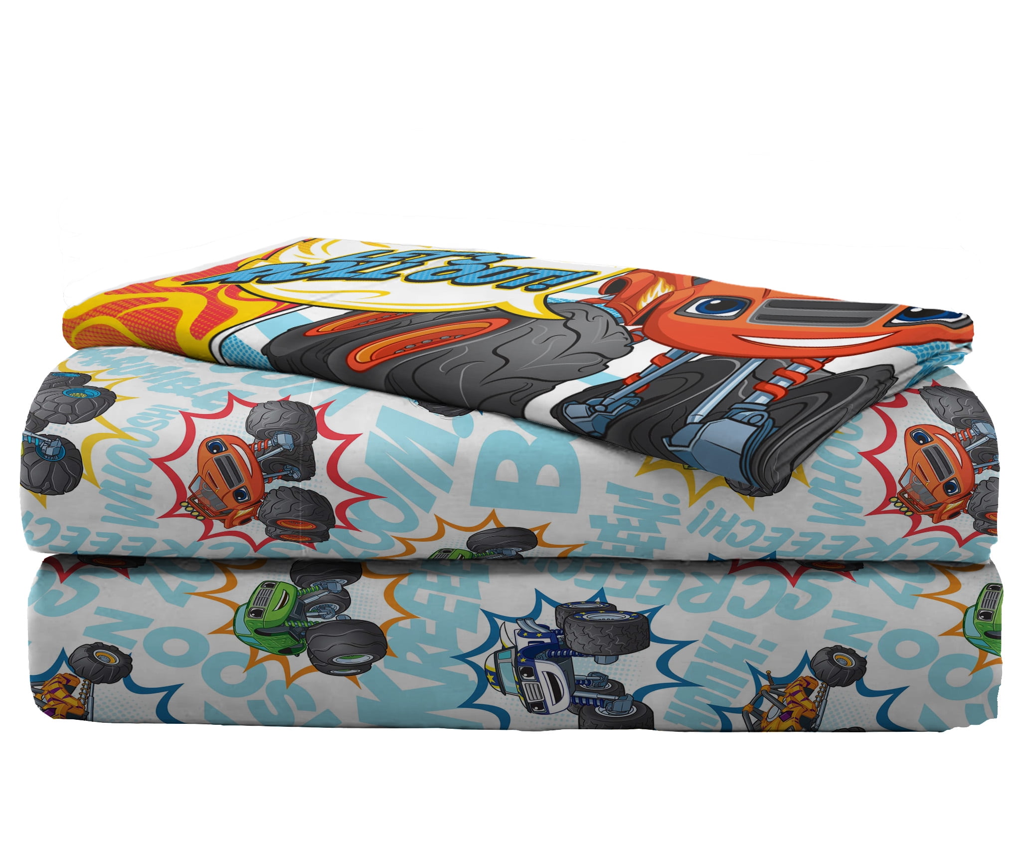 Blaze Off to the Races Trucks Kids Multi-Color Toddler Bed in a