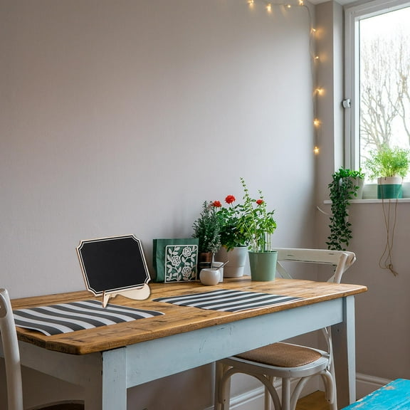 LEORX 10Pcs Wood Chalkboards Erasable Message Boards for Wedding Table Decor