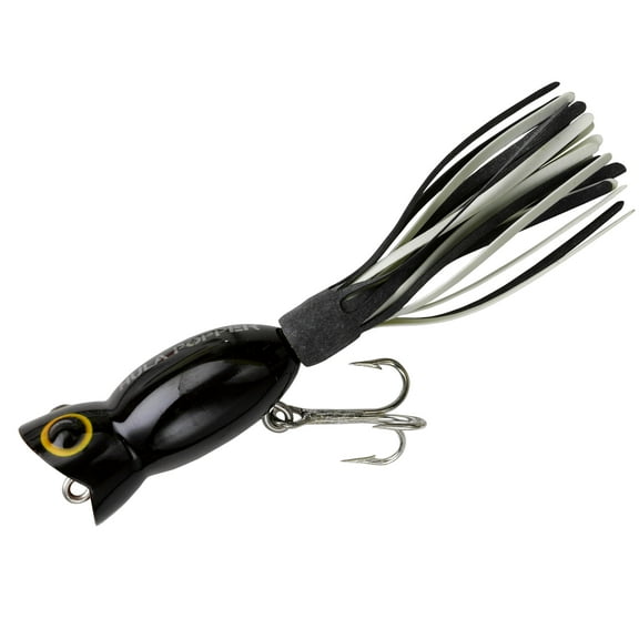Arbogast Hula Popper Topwater Baits 1 1/4" Black 3/16 oz.