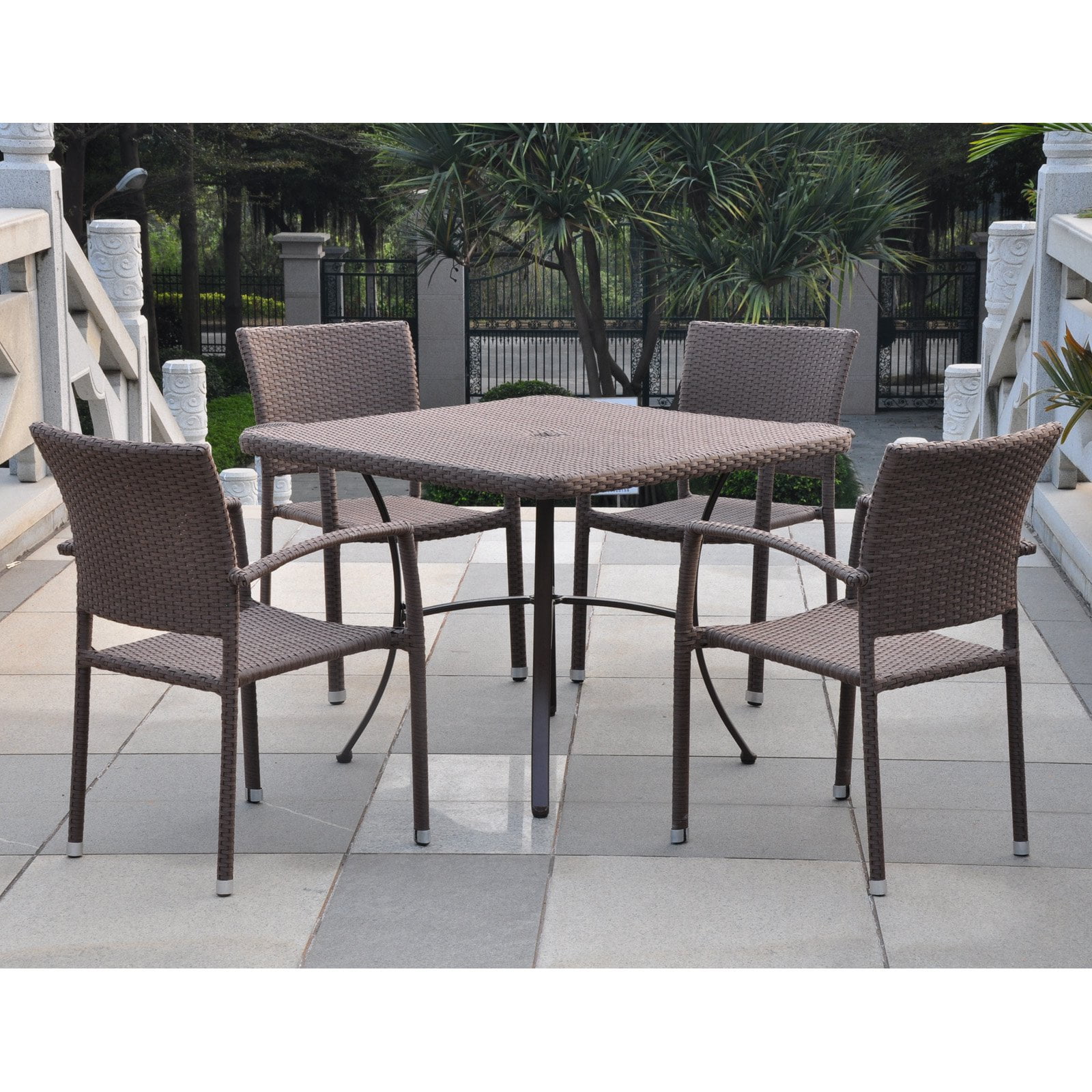 International Caravan Barcelona Contemporary Resin Wicker Patio International Caravan Barcelona Contemporary Resin Wicker Patio Chair Set