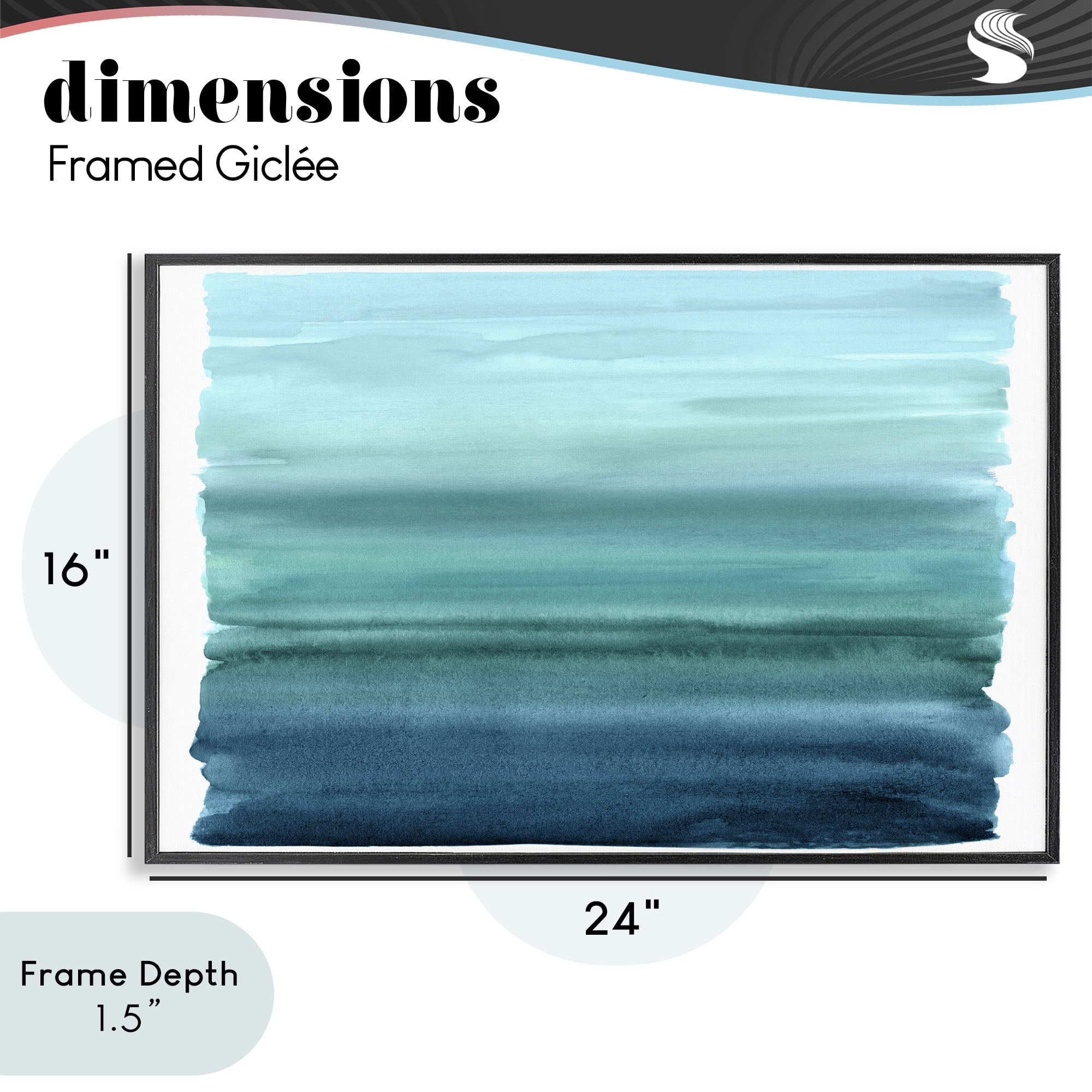 Stupell Industries Ombre Teal Gradient Black Framed Giclee Art, design by Allie Corbin
