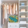 thumbnail image 6 of Foldable Fabric Storage Bin With Handle Collapsible Basket Box Storage With Lid Organizer Tropical Leaves, 6 of 7