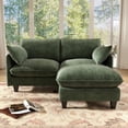 thumbnail image 2 of BedLuxury 71'' Loveseat Sofa with Movable Ottoman, Cozy Deep Seat Cloud Couch for Living Room,Apartment,Office, 2-Seat,Green, 2 of 5