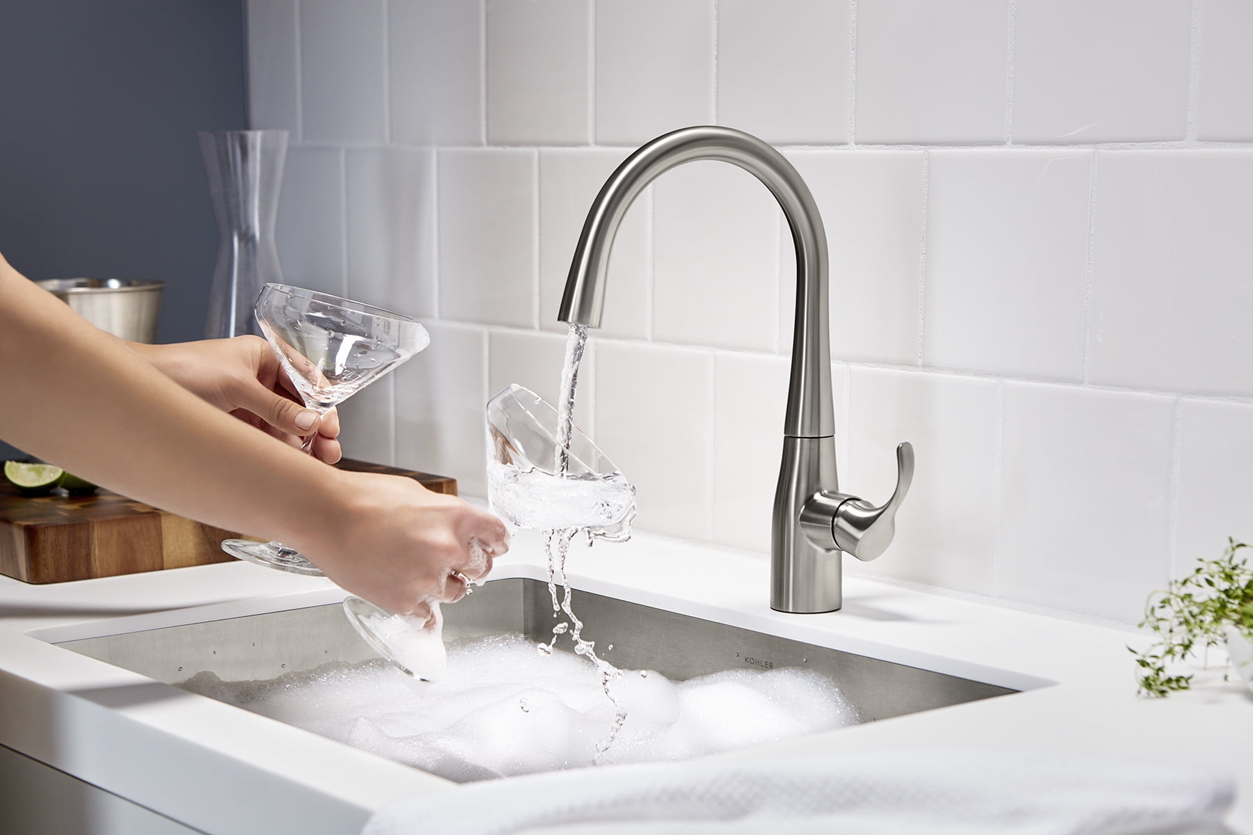 Secondary Faucet KOHLER 360 Degree Swing Spout Bar Faucet Entertainment Faucet Single-Handle Single Hole Prep Faucet Vibrant Brushed Stainless K-22034-VS