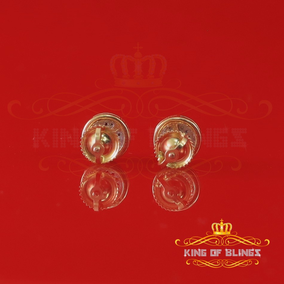 King of Bling's Real 10k Yellow Gold with Real 0.12CT Diamonds Stud Earrings For Women And Men