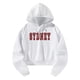 thumbnail image 2 of Sudadera informal para mujer, sudadera corta con capucha, disfraz moderno, ropa de gimnasio para mujer, jersey para entrenamiento atlético, trabajo, L, 2 of 10