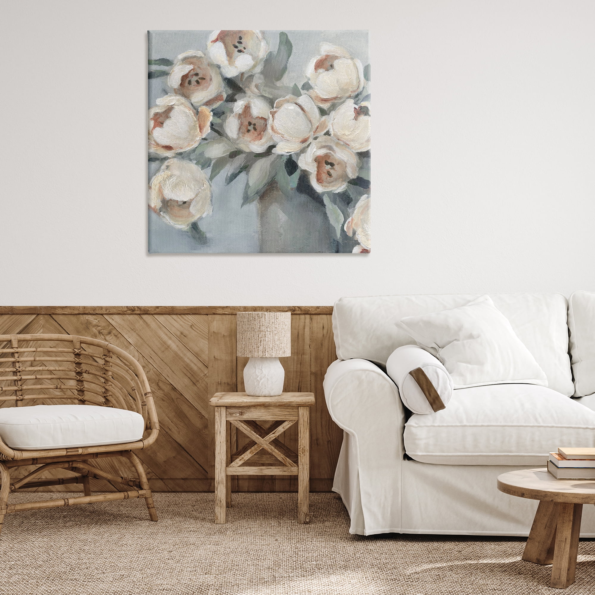 Stupell Industries Blooming Round Peonies Plants & Flowers Painting Wrapped Canvas Art Print Wall Art, 36 x 36
