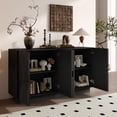 thumbnail image 4 of Harper & Bright Designs Large Sideboard Cabinet with Storage, Wood Buffet Cabinet with Semi-Circular Handles and Adjustable Shelves, Black, 4 of 18
