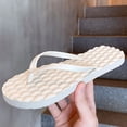 thumbnail image 2 of Slim Flip Flops for Women Beach Rubber Shower Shoes Basic Thong Sandals Bathroom Beach Pool Soft Slip-On Shoes White, Size 7, 2 of 5