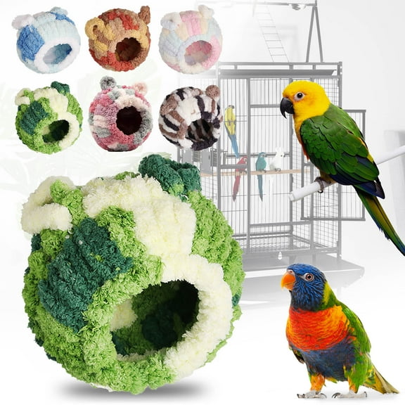 Flannel Bird Bed for Small Pets, Cozy Velvet Parakeet Nesting House with Metal Washer, Soft Breathable Breeding Cave & Sleeping Hider for Cockatiels, Bird Shelter Cage Accessory Decoration