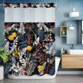 thumbnail image 6 of No Hook Shower Curtains with Snap-in Liner Set, Wildflowers Blossom Waterproof Hotel Style Bathroom Shower Curtain, Black Spring Garden Botanical Floral Breathable Mesh Top Bath Curtains 72''x84'', 6 of 9