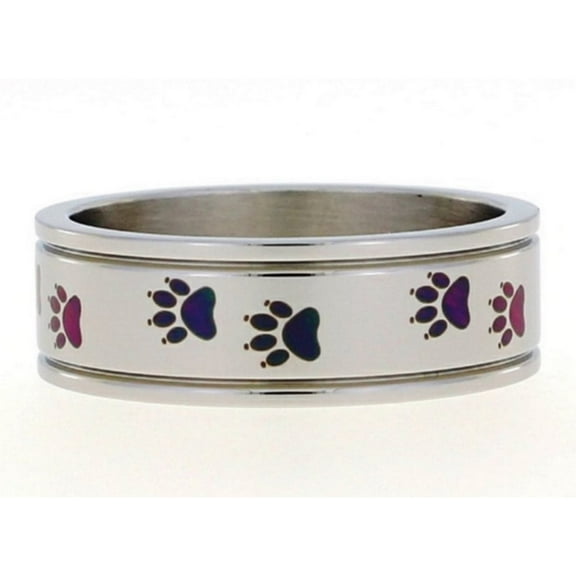 Gorgeous 6mm Paw Print Ring Band In Stainless Steel Ring