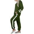 thumbnail image 4 of Capreze Women Casual 2 Piece Outfit Long Pant Set Sweatsuits Tracksuits Striped Workout sets for Ladies Girls Athletis Suit Set Green M, 4 of 5