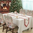thumbnail image 4 of Winter Snowman Chair Covers Set of 4 Christmas Gift Leaves Flower Snow Ball Brown Wood Grain Chair Back Covers Stretch Removable Washable Slipcovers Protector for Dining Room Kitchen Party Decor, 4 of 5