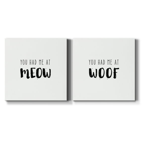 Had Me At Meow - Premium Gallery Wrapped Canvas - Ready to Hang Set of 2 - 24 x 24 Each