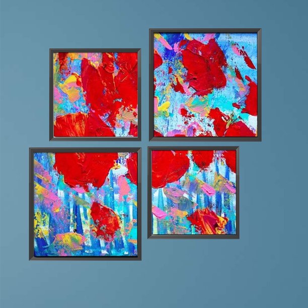 Cuadros Decorativos 4 Uds Kit de pintura por números DIY cuadríptico cuadro de arte al óleo decoración artesanal (H1753) Wdftyju de costura negro 4 estilos