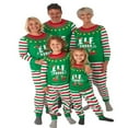 thumbnail image 1 of Pyjamas de Noël Ensemble Familial Costume Elf Vert Pjs de Noël Équipe Elf Pjs à Rayures Col Vêtements de Nuit, 1 of 9