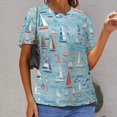thumbnail image 3 of Sailboats Ocean Waves Women's Short Sleeve Tops Casual Blouses T Shirt, 3 of 7
